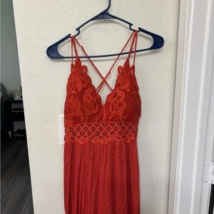 HYFVE Bright Orange Lace Top Dress - Size L
